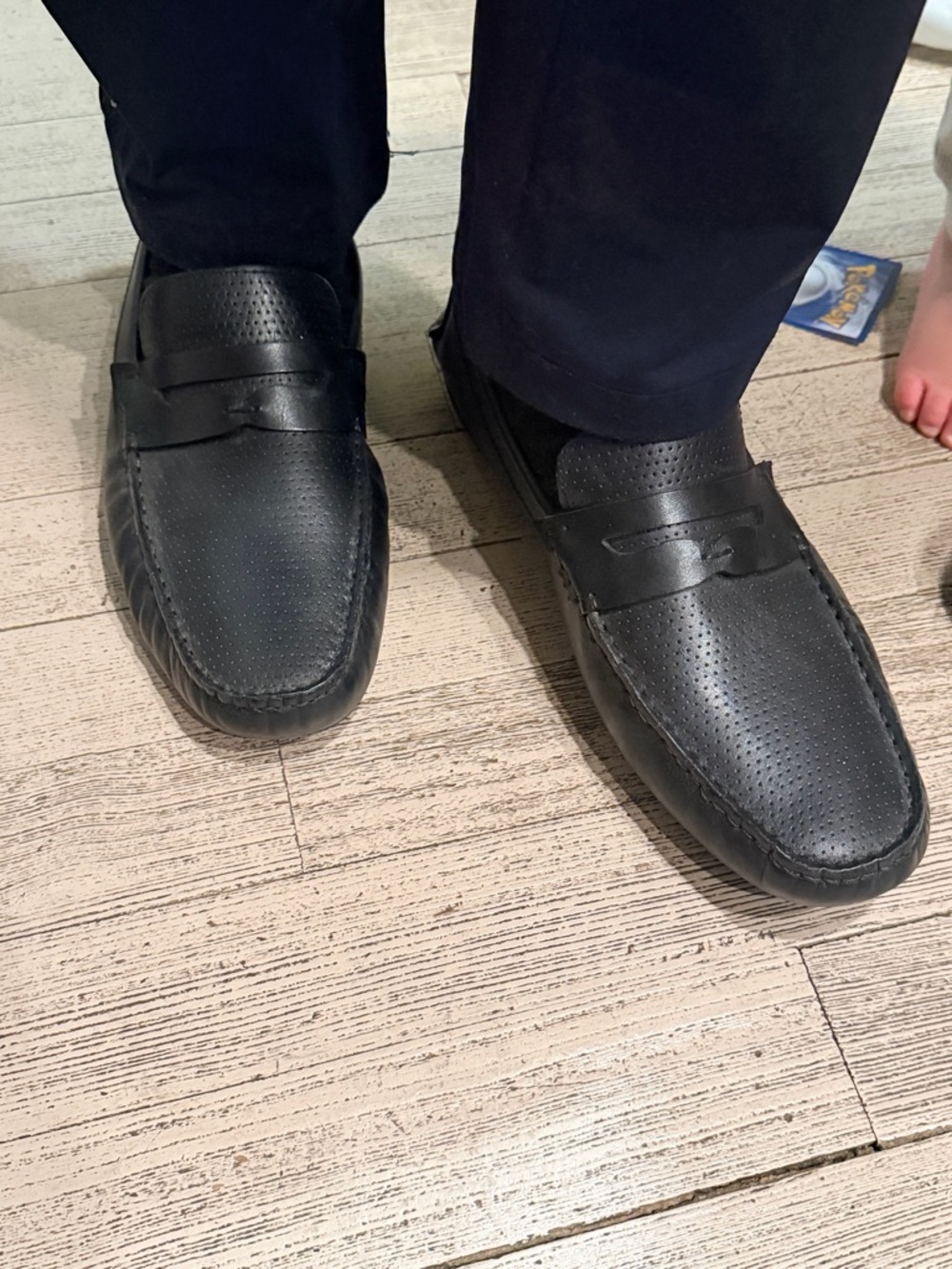 Men's Black Leather Penny Loafers